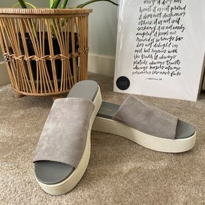 Size 10 Marc Fisher Gray Suede Slip On Sandals